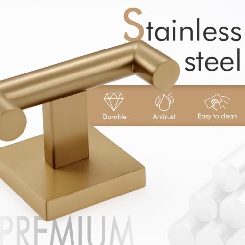 KOKOSIRI Robe Hooks Bath Towel Hooks Bathroom Hardware Double Coat Hooks Wall Mounted, 2 Pack Champagne Bronze Stainless Steel B1015CPG-P2 - color: Champagne Bronze, size: 2 Pack