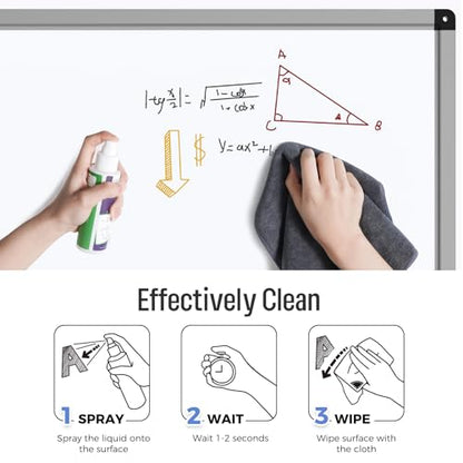 loukin Magnetic Whiteboard Cloth, Thick Microfiber Cloth with Cleaner | 12" x 12", Built-In Strong Magnet, Washable & Reusable, Scratch-Free, Wet & Dry Cleaning, Lint-Free, Multi-Surface Use