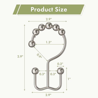 Shower Curtain Hooks, 12PCS Rust-Resistant Metal Double Shower Curtain Rings for Curtain Rolling Shower Hooks, Shower Rings for Bathroom Shower Curtain Rod, Nickel - color: Nickel, style: Modern - Double Hooks