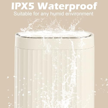 ELPHECO 2 Gallon Sensor Trash Can, Automatic Lid, Beige | IPX5 Waterproof Bathroom Trash Bin, Slim Garbage Can, Plastic Wastebasket for Office, Bedroom and Living Room - color: Beige