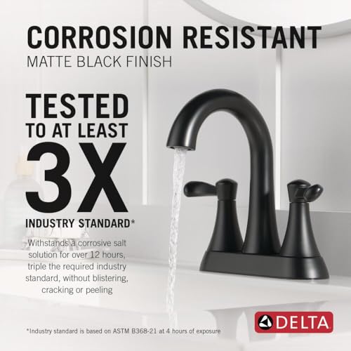 Delta 25897LF Esato 1.2 GPM Two Handle Centerset Bathroom Faucet with Push Pop-Up Drain Assembly - Matte Black - color: Matte Black
