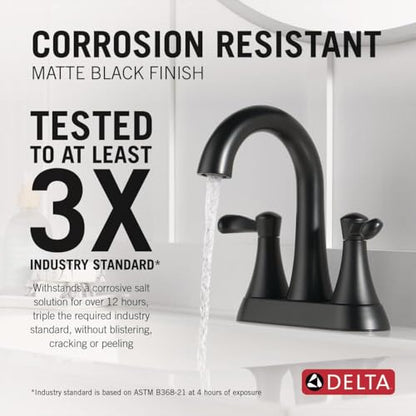 Delta 25897LF Esato 1.2 GPM Two Handle Centerset Bathroom Faucet with Push Pop-Up Drain Assembly - Matte Black - color: Matte Black