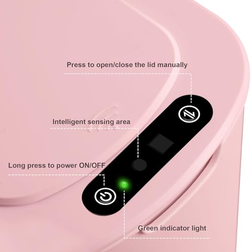 Cesun Automatic Small Bathroom Trash Can with Lid, 2.6 Gallon, Pink | Motion Sensor, Plastic, Touchless, Odor Control, Smart Garbage Can, Battery Operated, Manual Button, for Office/RV/Bedroom - color: Pink