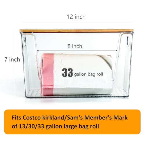 2 Pack Trash Bag Holder Dispenser, Extra Large Garbage Bags Holder, Stackable Trash Bag Holder with Bamboo Top for Laundry Room & Under Sink