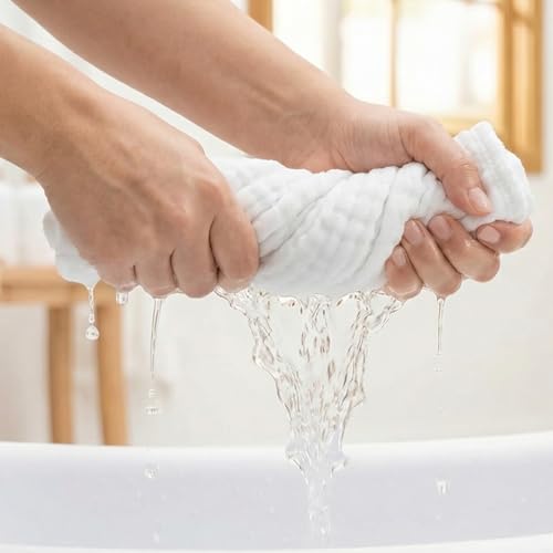 Muslin Baby Washcloths 100% Baby Washcloths Cotton Face Towels 10 Pack Burp Cloths Baby Girl Boy Soft and Absorbent Baby Wipes Burp Rags Bath Essentials - color: White-10pack-binding