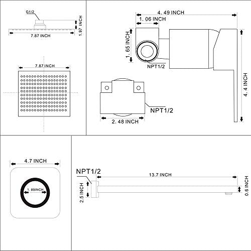 Shower Faucet Set Chrome, Single Function Shower Trim Kit with Rough-in Valve Bathroom Luxury Rain Shower Set Rainfall Shower System with Square Stainless Steel Metal Showerhead - color: Polished Chrome, style: Shower Faucet