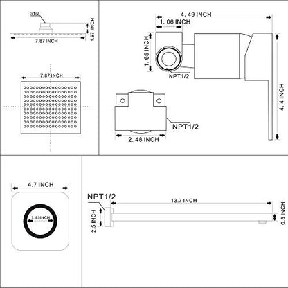 Shower Faucet Set Chrome, Single Function Shower Trim Kit with Rough-in Valve Bathroom Luxury Rain Shower Set Rainfall Shower System with Square Stainless Steel Metal Showerhead - color: Polished Chrome, style: Shower Faucet