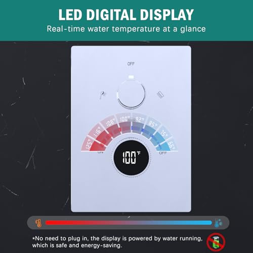 Digital Display Shower Faucet Set Dual Heads LED Shower System | 14X20" LED Ceiling Shower with Light Remote & 6" Wall Mounted Shower Head & Dual Function Handheld Shower, Chrome - color: Chrome