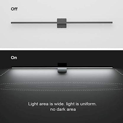 Ralbay 48inch Modern LED Black Vanity Light 46W Frosted Aluminum for Bathroom Vanity Lighting Fixtures Cool White 6000K - color: Black, size: 48 inch