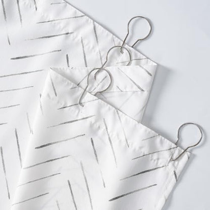 jinchan Small Stall Grey and White Shower Curtain 48x72 Inches Inky Herringbone Chevron Zig Zag Waterproof Fabric Modern Farmhouse Shower Curtains for Bathroom with 8 Hooks - color: Inky Grey, size: 48"W x 72"L (Pack of 1)
