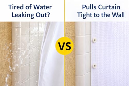 Shower Curtain Magnets – No Splash Shower Curtain Clips | Keeps Curtain Closed to Wall | Strong N52 Magnets | 8 Pairs | by IQ Labs