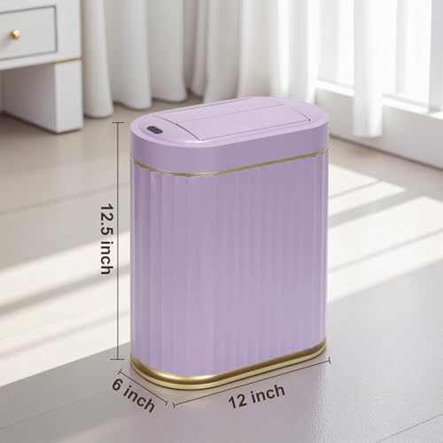 SYNCVIBE Bathroom Sensor Trash Can, 2 Gallon, Butterfly Lid, Purple | Automatic Garbage Can, IPX5 Waterproof Trash Bin, Under-Counter Wastebasket for Bedroom and Living Room - color: Purple