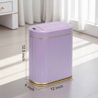 SYNCVIBE Bathroom Sensor Trash Can, 2 Gallon, Butterfly Lid, Purple | Automatic Garbage Can, IPX5 Waterproof Trash Bin, Under-Counter Wastebasket for Bedroom and Living Room - color: Purple