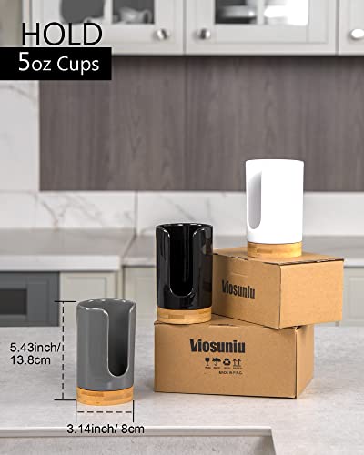 Ceramic Bathroom Cup Holder, 3-5 oz Cup Dispenser, Black | Disposable Paper & Plastic Bathroom Cups Holder - Mouthwash Cups Dispenser for Bathroom, Guest Toiletries, Countertop, Coffee - color: Black