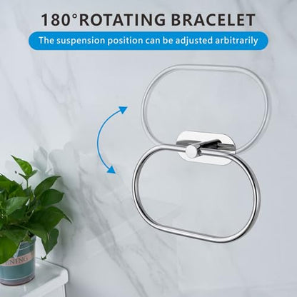 Towel Bar/Bath Towel Ring, Self Adhesive Hand Towel Ring for Bathroom, Stainless Steel Sticky Hand Towel Holder, No Drilling Modern Round Towel Hanger Wall Mounted (Chrome) - color: Chrome