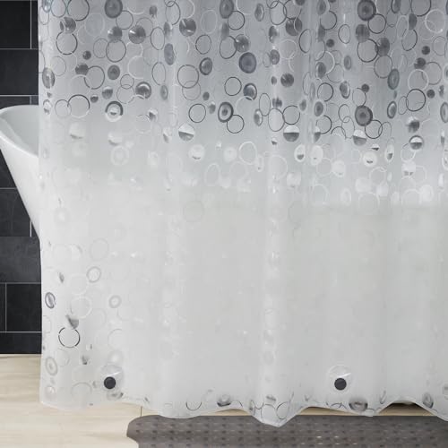 AooHome Plastic Narrow Shower Curtain Liner - EVA 3D Circle Pattern Design Bathroom Shower Curtain with Hooks, Bottom Magnets, 10G Heavy Duty, Water Repellent, Semi Transparent, 54x72 Inch - size: 54"W x 72"L (Pack of 1)