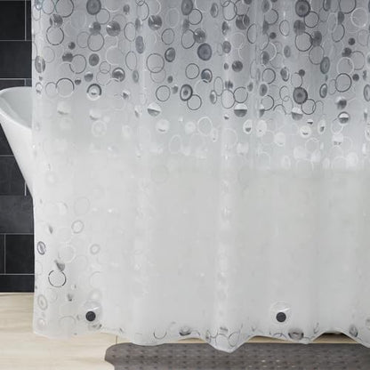 AooHome 72x75 Plastic Shower Curtain Liner - EVA 3D Circle Pattern Design Standard Bathroom Shower Curtain with Hooks, 5 Bottom Magnets, 10G Heavy Duty, Water Repellent, Semi Transparent, 72x75 Inch - size: 72"W x 75"L (Pack of 1)