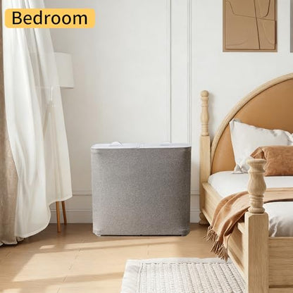 150L Laundry Hamper with Lid,Large Portable 2 Dividers Dirty Clothes Basket | with Handles for Bedroom Laundry Room Closet Bathroom College Dorm, Grey
