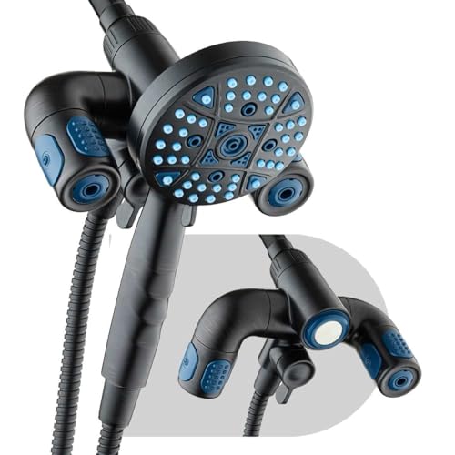 AquaCare Polaris 208-mode High Pressure Shower Head Combo with Hydro Arms | Luxury 3-way 14-zone System with 370 Stay-clean Power Jets, Handheld Magnetic Docking & 6 ft. Stainless Steel Hose / Bronze - color: Oil Rubbed Bronze