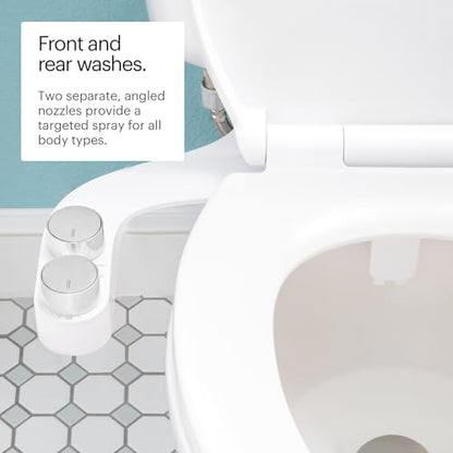 Brondell Bidet - FreshSpa Comfort Plus Bidet Attachment - Dual Temperature and Dual Nozzle with Retractable Nozzles and Self-Cleaning Function