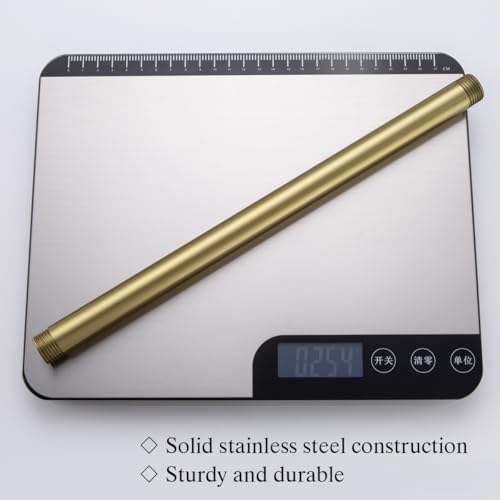 RANDOM Shower Arm with Flange,Gold 12 Inches Ceiling Mount Shower Head Extension Arm Straight Arm Ceiling-Mounted For Fixed Shower Head,Brushed Gold.RD91038-12BG - color: 12″ Brushed Gold(Round Flange)