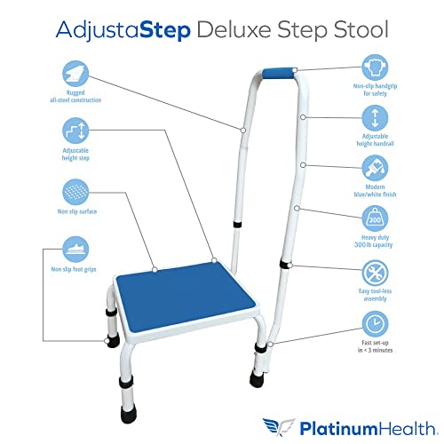 Step Stool with Handle for Elderly, Bed Step Stools for Seniors WithHandles - size: 300 lb. Capacity - 1 Step