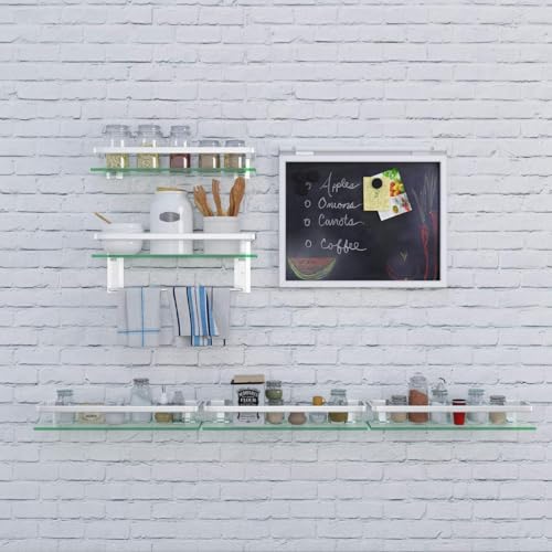 Glass Bathroom Shelf 15.7in Bathroom Shelf Wall Mounted Floating Glass Shelves with Towel Holder Glass Shelf for Bathroom 2 Tier (Sliver) - style: 2 tier with towel bar silver