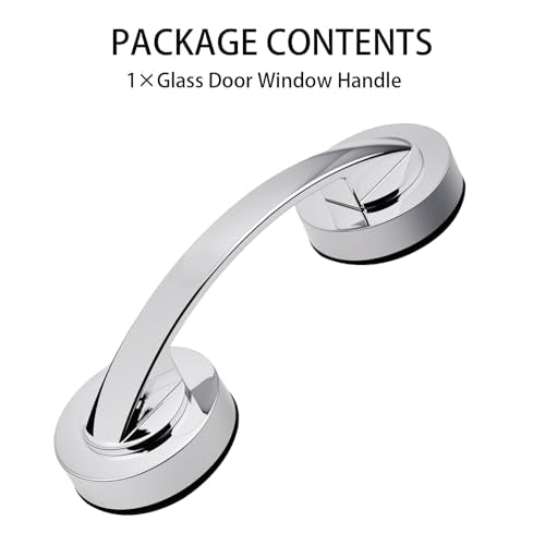Suction Cup Handle for Glass Shower Door, Window, Suction Grab Bars, Sliding Doors Handle for Bathroom Cabinets Wardrobes, Silver