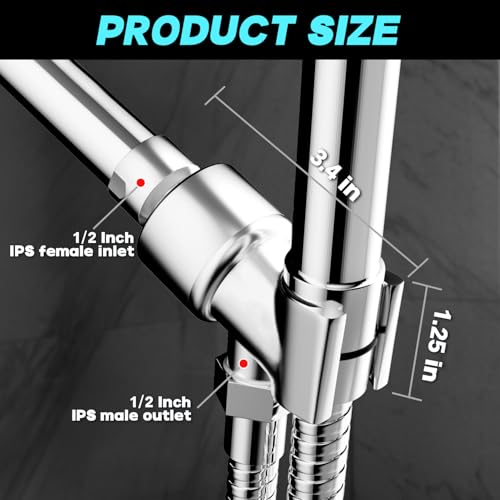 Shower Head Holder for Hand Held Showerheads, Adjustable Shower Arm Mount with Swivel Ball Joint, Premium ABS Bracket, Connect Shower Arm and Shower Hose (Chrome) - color: ABS with Metal Ball - Chrome