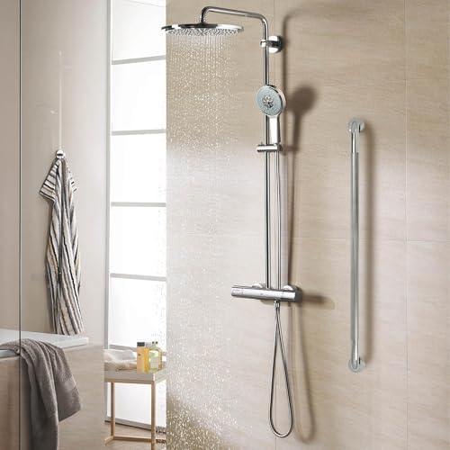 Rockgoya Shower Grab Bar, 2 Pack 39.4 Inch Bathroom Grab Bar, 304 Stainless Steel 1.25" Diameter Anti-Slip Handicap Grab Bar Support Shower Rail Senior Handrail Shower Safety Bar Handle - size: 39.4 Inch