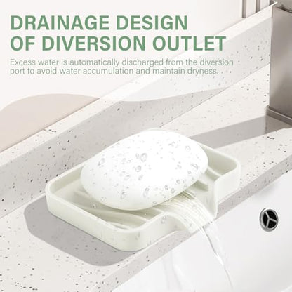 2PCS Self Draining Soap Holder,Spofit Silicone Soap Dish, Suitable for for Kitchen, Bathroom, Shower, Bath Tub,Soap Container (Beige) - color: Beige