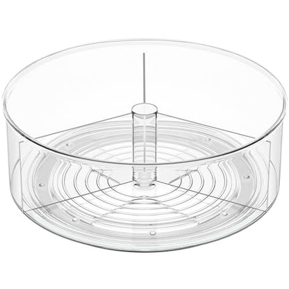 Divided Drink Packet Organizer, Largr Rotating Clear Lazy Susan Turntable | for Powdered Drink Mix, Water Drink Packet Holder, Water Flavor Packet, Coffee, Tea – Space-Saving Countertop Organizer - size: 1 Pack - Large 3 Section