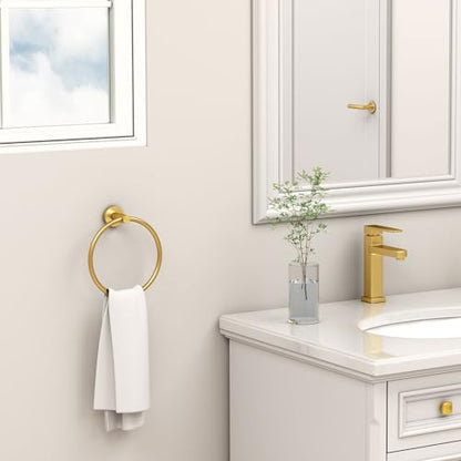 Angle Simple Bathroom Towel Holder, Towel Ring Swivel, Brushed Dark Gold | Solid SUS304 Stainless Steel, Kitchen Dishrag Hanger 7.09", Move Up & Down, Screws Wall Mount - color: Brushed Dark Gold