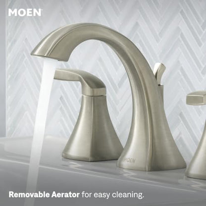 Moen Voss Brushed Nickel Two-Handle Widespread Bathroom Sink Faucet Trim Kit, Valve Included, TV6905BN - color: Brushed Nickel