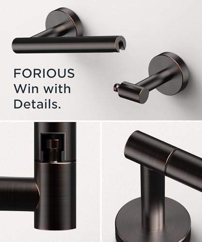 FORIOUS Commercial Toilet Paper Holder Wall Mount Bathroom Tissue Holder | Oil Rubbed Bronze | SUS304 Stainless Steel Rustproof | Double Post Pivoting Toilet Paper Roll Holder | Screw-In | Round Base - color: Oil Rubbed Bronze