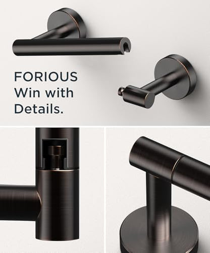 FORIOUS Commercial Toilet Paper Holder Wall Mount Bathroom Tissue Holder | Oil Rubbed Bronze | SUS304 Stainless Steel Rustproof | Double Post Pivoting Toilet Paper Roll Holder | Screw-In | Round Base - color: Oil Rubbed Bronze
