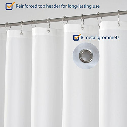 N&Y HOME Fabric Shower Curtain Liner 48 x 72 inches Bath Stall Size, White | Hotel Quality, Bottom Magnets, Machine Washable, Water Repellent, 48x72 Bathroom Curtain with Grommets - color: White, size: 48"W x 72"L (Pack of 1)