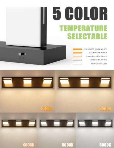 VOLISUN Modern Black Bathroom Vanity Light Fixtures (3-Light, 24-Inch), 5CCT Dimmable Bathroom Lighting Fixtures Over Mirror - color: Matte Black-5CCT, size: 24-Inch