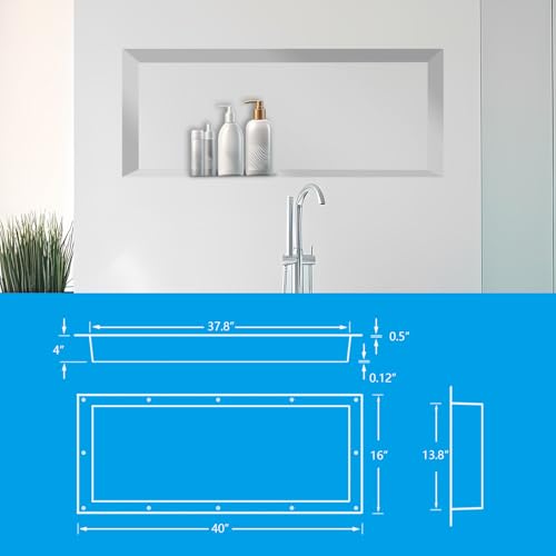Extra Large Shower Niche 16"X40"(Inside 38" x 14") in Waterproof - Ready Tile Shower Niche Shelf and Easy Installation for Bathroom Niche Storage - Long Niche Wall Insert