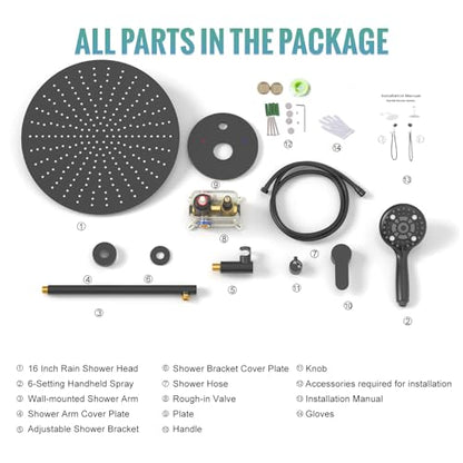 SR SUN RISE Shower Faucet - 16 Inch Multifunctional High Pressure Shower Head System with Handheld Shower Head Fixtures - Valve Included - Oil Rubbed Bronze - color: Oil Rubbed Bronze, size: 16 Inch