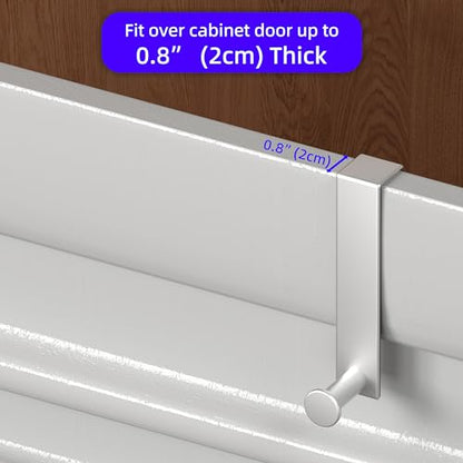Over The Door Cabinet Hooks 2 Pack for Kitchen and Bathroom Cabinets Drawers up to 0.86in Thick, Brushed Stainless Steel No Drill - color: Silver