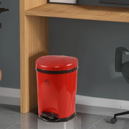 Cand 10 L Step Pedal Round Trash Can, Plastic Garbage Can with Lid, Red | For Office Bedroom Bathroom - color: Red(Step)