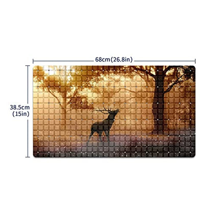 Bath Tub Mat Non Slip Shower Mat Deer Forest Extra Long Bathtub Mat 26.8x15 inches Bathroom Bath Mat with Suction Cups Drain Holes Machine Washable - color: Deer Forest