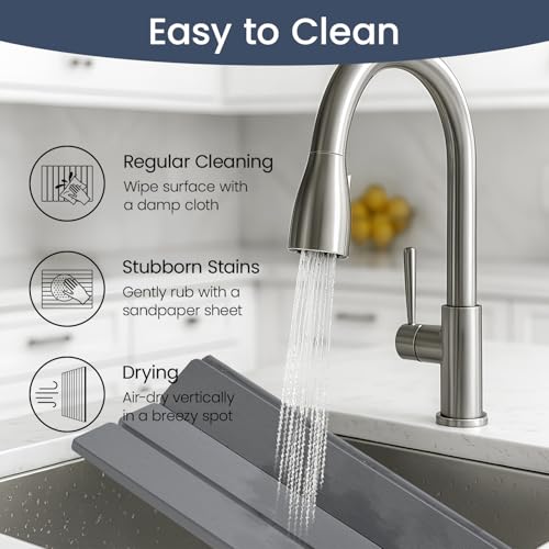 Meowoo Stone Drying Mat for Kitchen Counter, 28.3"x15.7" Foldable Diatomaceous Earth Mat, Super Absorbent, Quick-Dry Bath & Kitchen Pad for Dishes, Cups, Non-Slip, Fits Any Countertop - Dark Gray - size: 28.3" x 15.7"