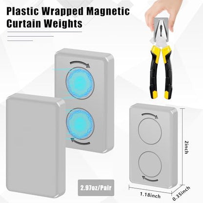 Phoncoo 36pcs Outdoor Curtain Weights, Plastic Wrapped Magnetic Drapery Weights, Waterproof Heavy Duty Curtain Magnets for Heavy Wind, Outside Curtain, Shower Curtain, Tablecloth, Flag (Grey) - color: Grey-36pcs