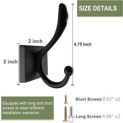 TOFIIGREM 5-Pack Matte Black Coat Hat Hooks, Towel Robe Hook for Wall Hanging Key, Bag, Bathrobe,Mudroom Hallway Decorative Bathroom Towels Double Hanger - size: "Phoenix tail" Shape 5 Pack