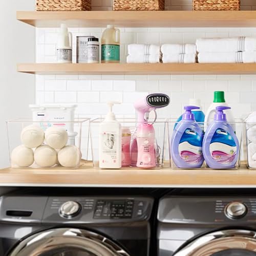 Vtopmart 8 Pack Extra Large Clear Storage Bins, 11x11 Cube Organizer | Acrylic Cube Storage Bins, Plastic Containers with Handle for Pantry, Kitchen, Closet, Laundry Room, Bathroom, Under Sink - size: Without Lid
