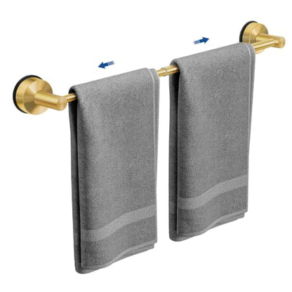 Adjustable Suction Cup Towel Bar for Bathroom Wall, 14.6–24 Inches Brushed Gold Towel Bar, Stainless Steel Towel Racks for Bathroom, Bath Towel Holder for Shower (Brushed Gold) - color: Brushed Gold, 1-pack