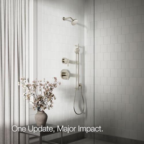 KOHLER K-33641-G-BN Elate® Single-Function Showerhead, 1.75 GPM, Powerful Flow Shower Head, Easy Maintenance, Sleek Design, Vibrant Brushed Nickel - color: Vibrant Brushed Nickel, size: 1.75 GPM