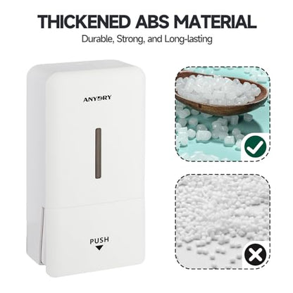 anydry Liquid Hand Soap Dispenser Wall Mounted 27oz Large Capacity White | Durable ABS Material, Flexible Installation, Ideal for Commercial Bathroom, Easy Refill Wide Opening - color: Warm White